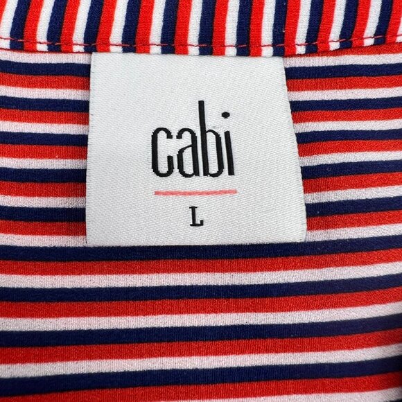 Striped Red & Blue Long Sleeve Tunic Blouse By Cabi Size L - Picture 2 of 7